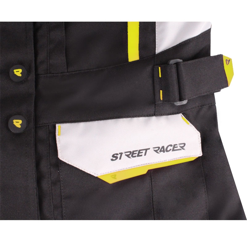 Naiste Street Racer Hilax Must-hall-kollane mootorratta jakk