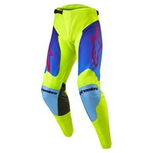 Alpinestars Racer Hoen fluo kollane-sinine-punased motokrossipüksid