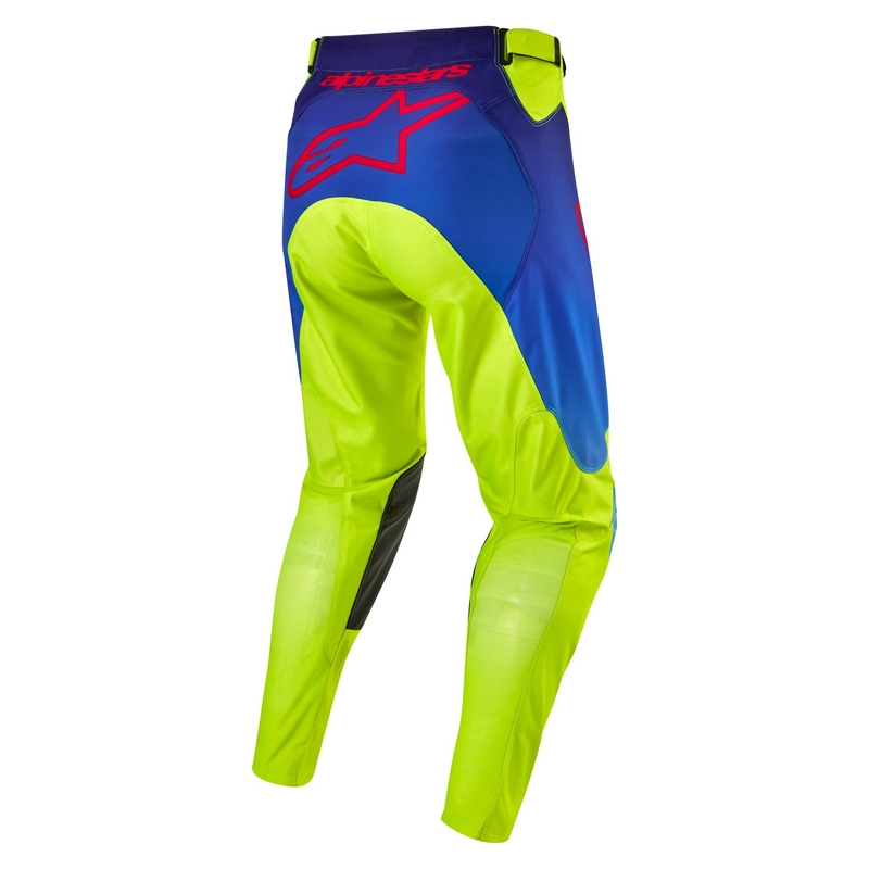 Alpinestars Racer Hoen fluo kollane-sinine-punased motokrossipüksid