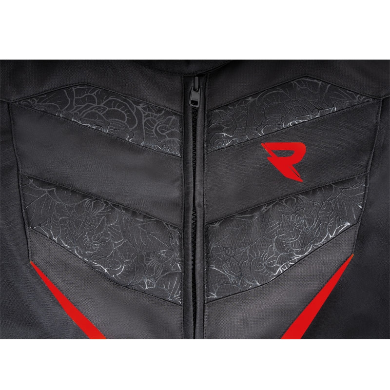 Naiste mootorrattajope Street Racer Rose Must ja punane