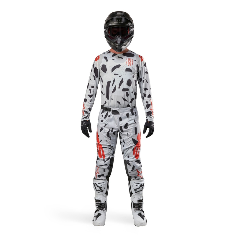 Motokrosové kalhoty Alpinestars Techstar Rantera šedo-oranžovo-černé