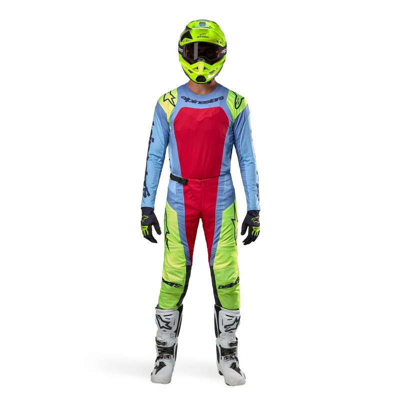 Alpinestars Techstar Ocuri motokrossipüksid helesinine-fluorokollane-punane