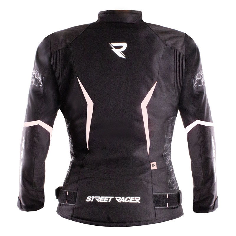 Naiste mootorratta jakk Street Racer Rose Must-valge