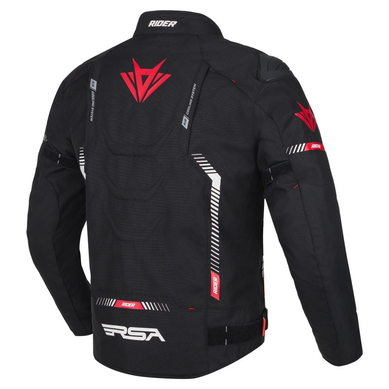 Mootorratta jope RSA Rider must-valge-punane