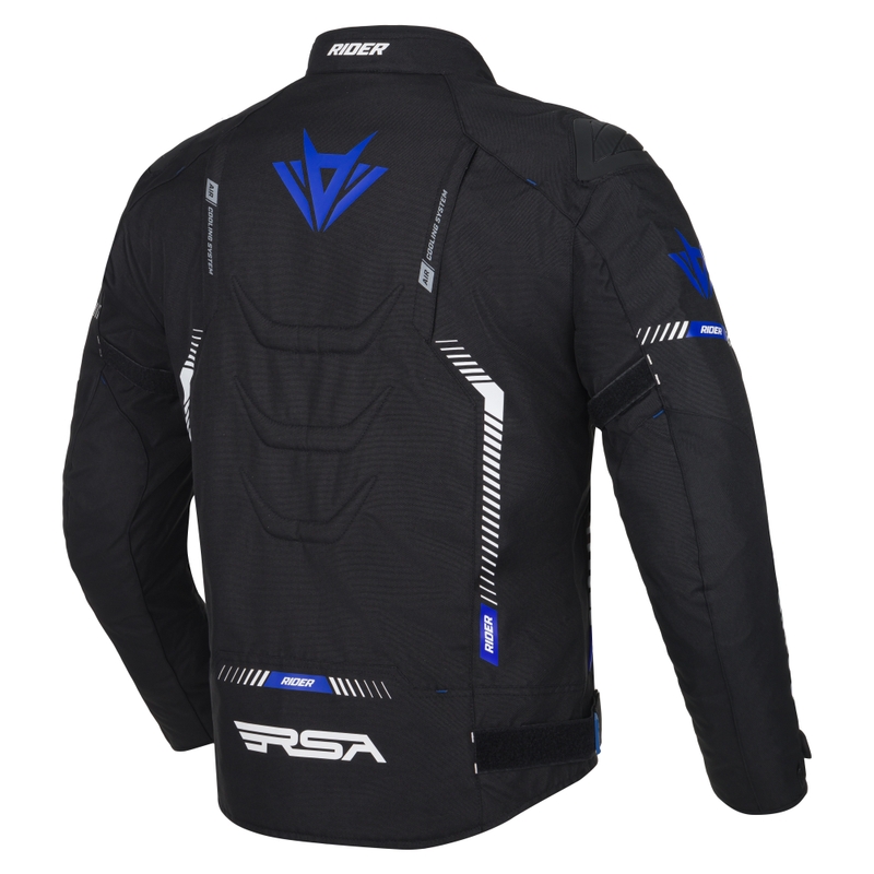 Mootorratta jope RSA Rider must-valge-sinine