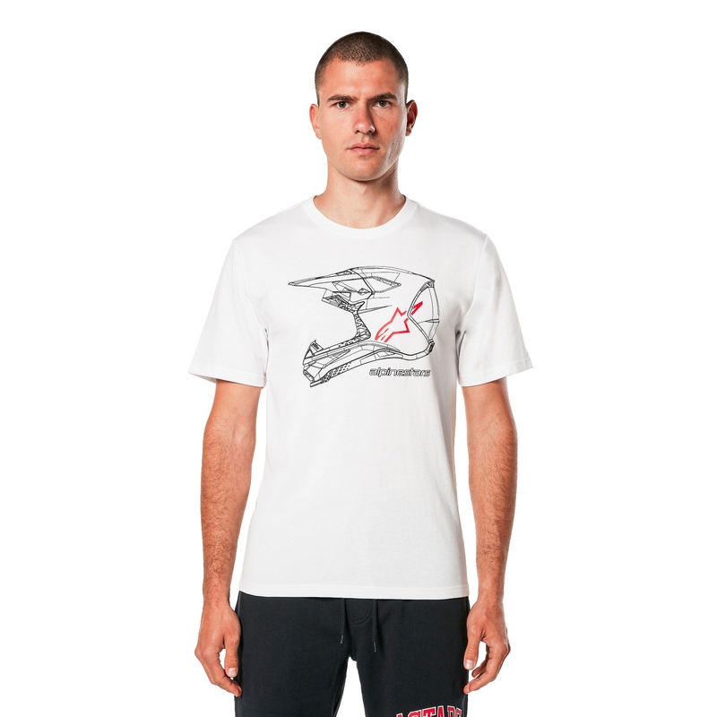 T-särk Alpinestars MX kiiver CSF valge