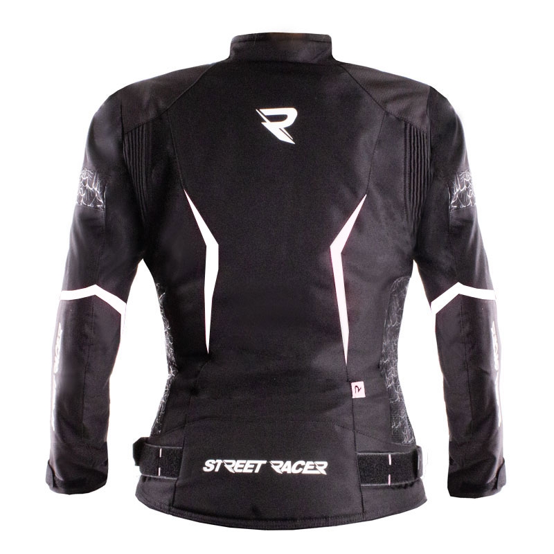 Naiste Street Racer Rose Air must-valge mootorratta jope