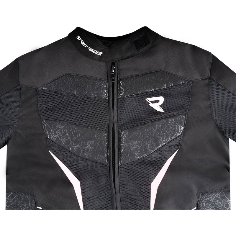 Naiste Street Racer Rose Air must-valge mootorratta jope