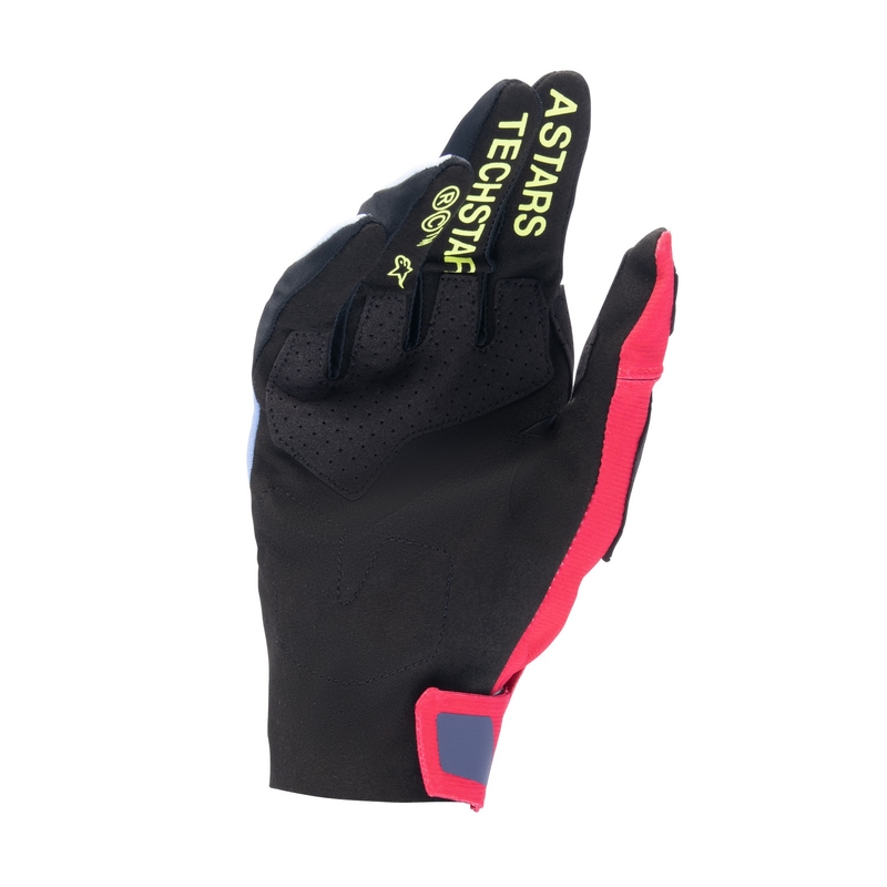 Alpinestars Techstar motokrossikindad helesinine-punane-kollane-mustad.