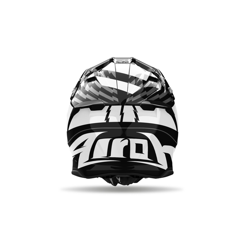 Motokrossi kiiver Airoh Twist 3 Thunder läikiv must ja valge