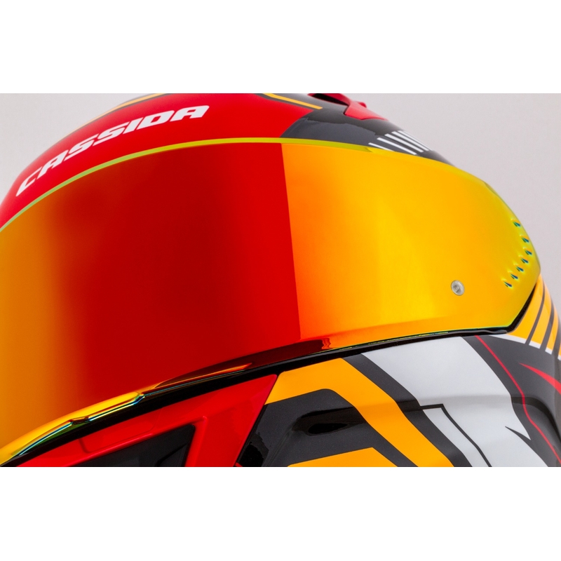Cassida Aero Drome pearl must-oranž-punane-valge integraalne mootorratta kiiver