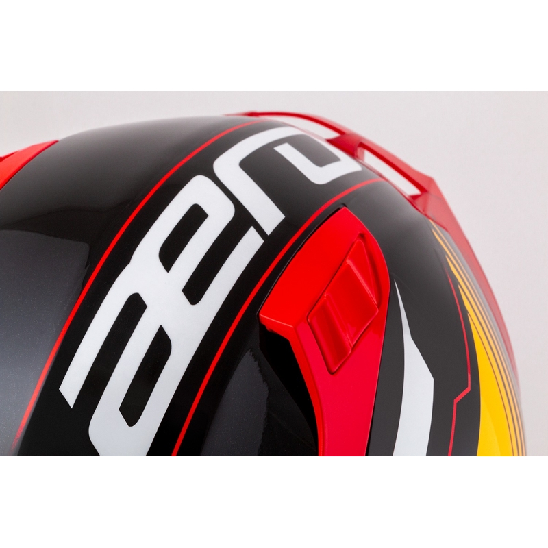 Cassida Aero Drome pearl must-oranž-punane-valge integraalne mootorratta kiiver