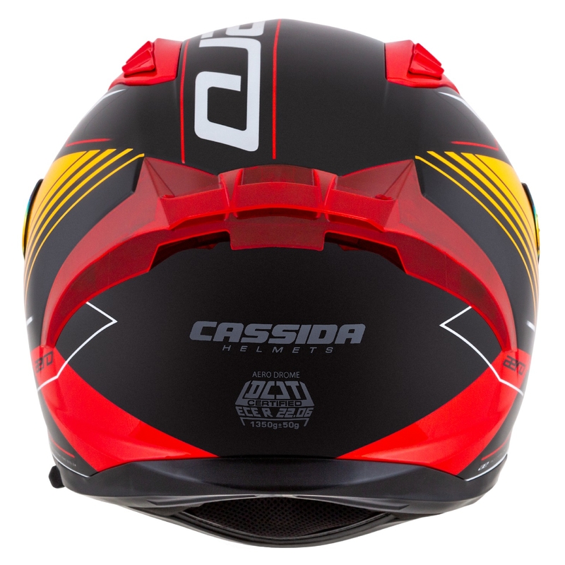Cassida Aero Drome pearl must-oranž-punane-valge integraalne mootorratta kiiver