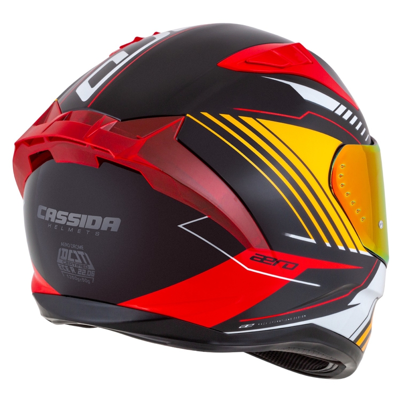 Cassida Aero Drome pearl must-oranž-punane-valge integraalne mootorratta kiiver