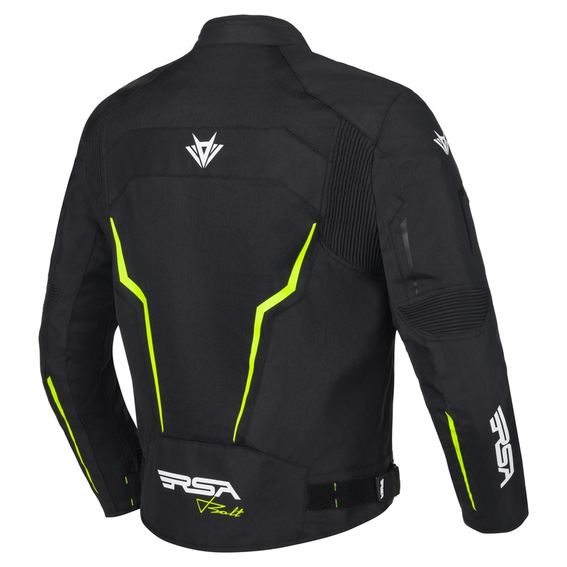 Mootorratta jope RSA Bolt must-valge-fluo kollane