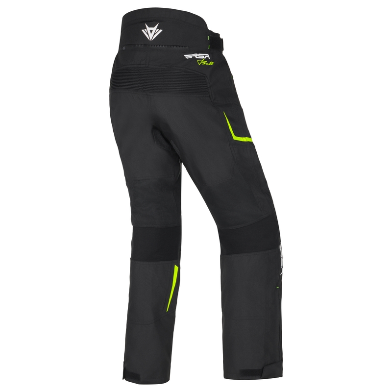 Naiste RSA Bolt must-valge-fluorokollased mootorrattapüksid RSA Bolt Black-White-Fluo Yellow