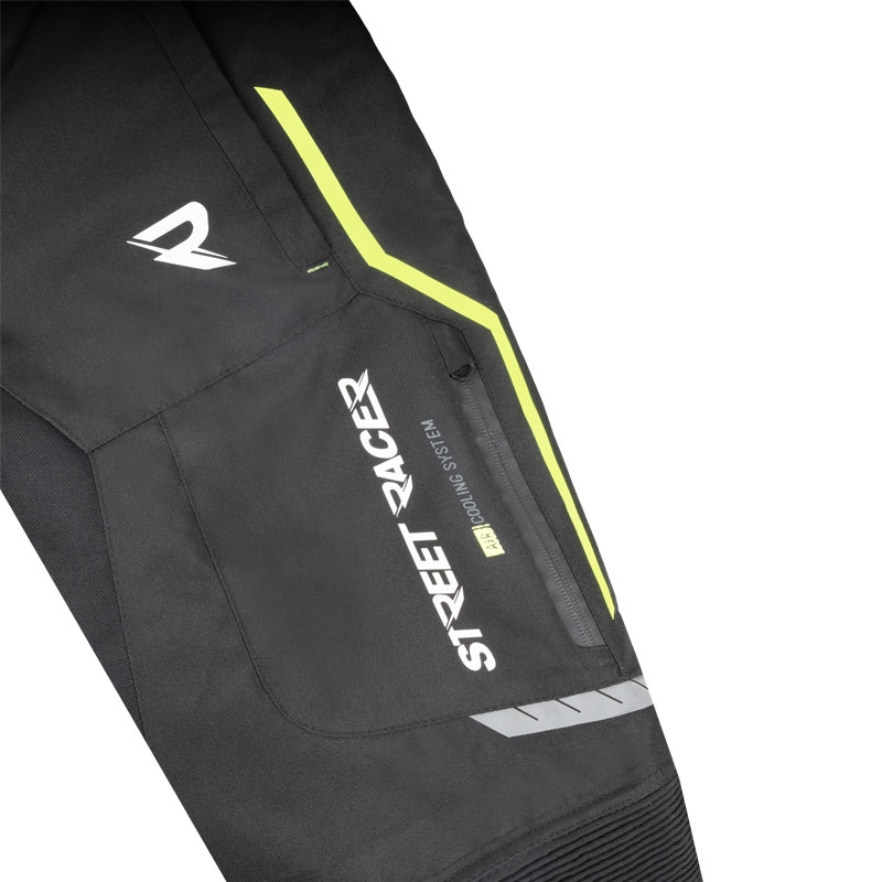 Street Racer Flex mootorratta püksid must-fluo kollane