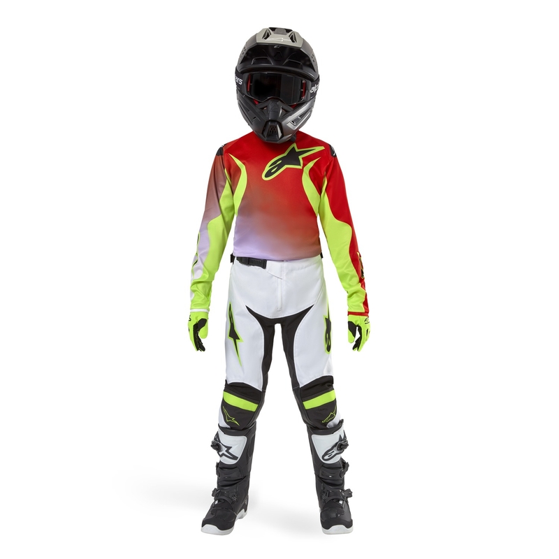 Dětský motokrosový dres Alpinestars Racer Lucent 2024 bílo-černo-fluo žlutý
