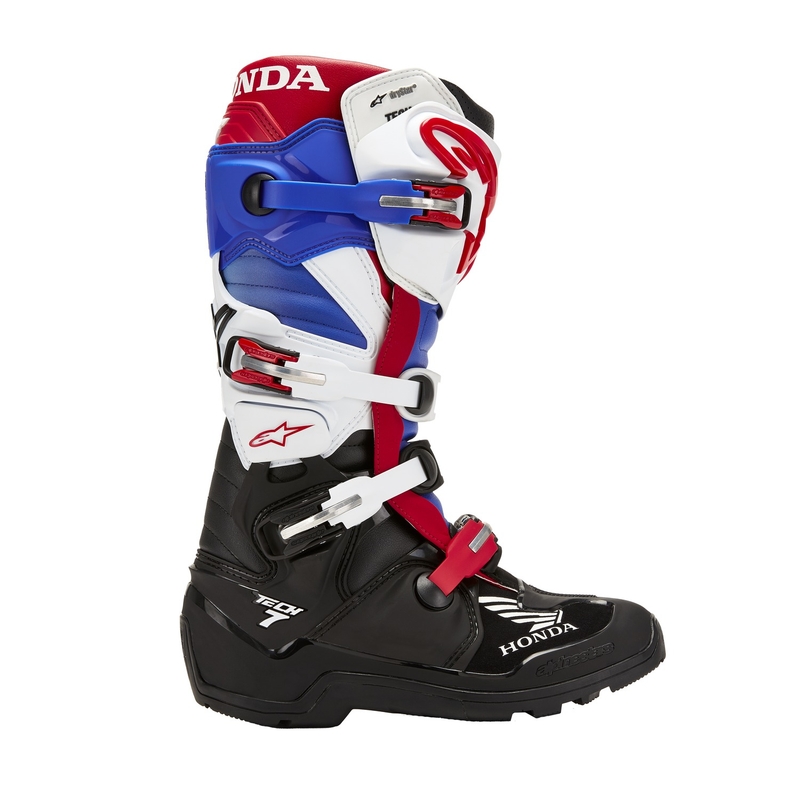 Alpinestars Tech 7 Enduro Drystar Honda must-sinine-valge-punane mootorratta saapad