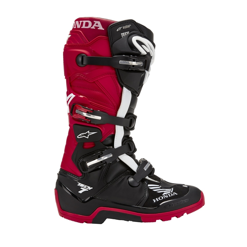 Alpinestars Tech 7 Enduro Drystar Honda mustad ja punased mootorratta saapad