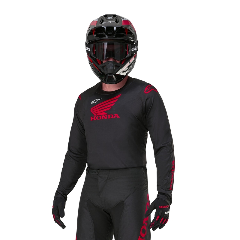 Alpinestars Racer Iconic Honda motokrossitrikoo must ja punane