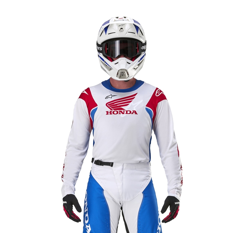 Motokrossitrikoo Alpinestars Racer Iconic Honda kollektsioon valge-sinine-punane-musta