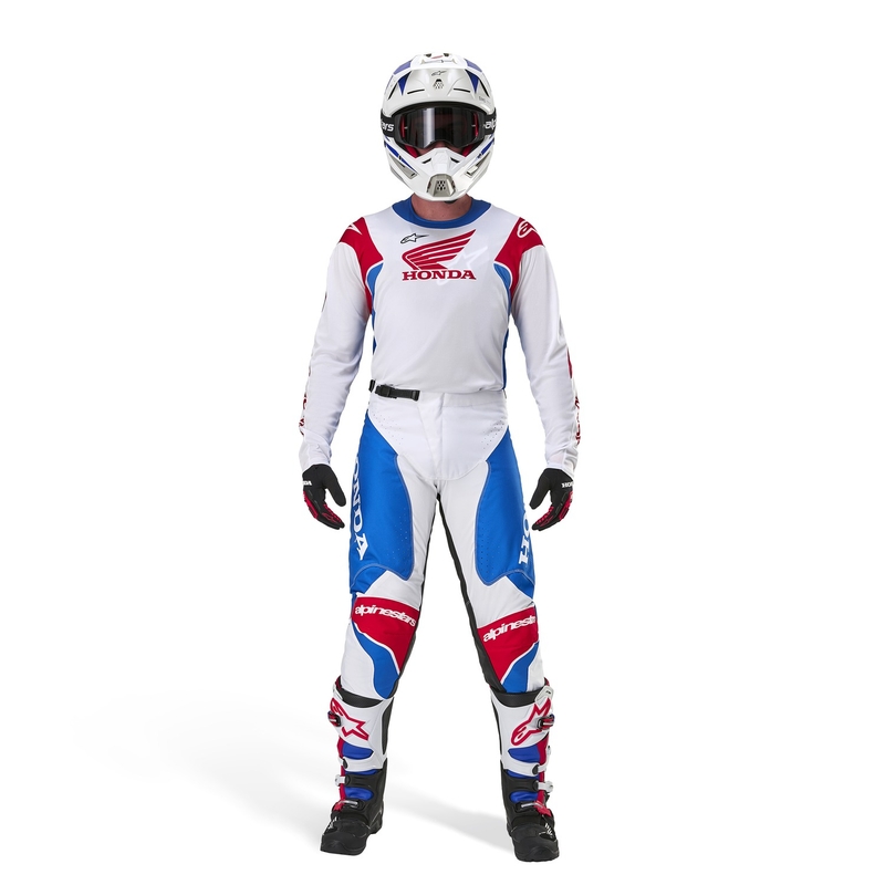 Motokrossitrikoo Alpinestars Racer Iconic Honda kollektsioon valge-sinine-punane-musta