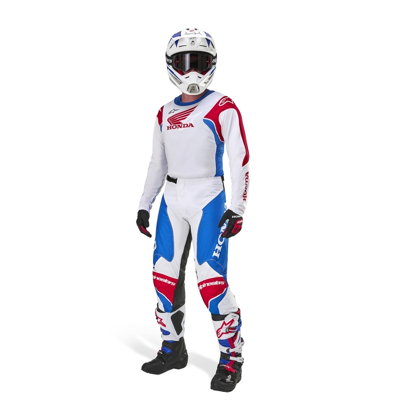 Motokrossitrikoo Alpinestars Racer Iconic Honda kollektsioon valge-sinine-punane-musta