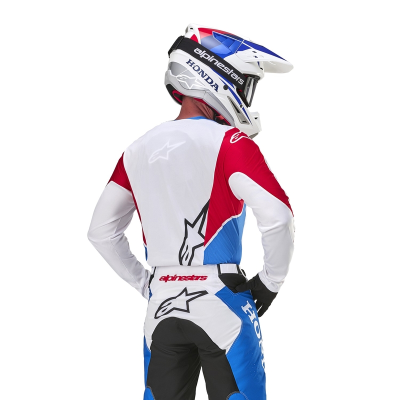 Motokrossitrikoo Alpinestars Racer Iconic Honda kollektsioon valge-sinine-punane-musta