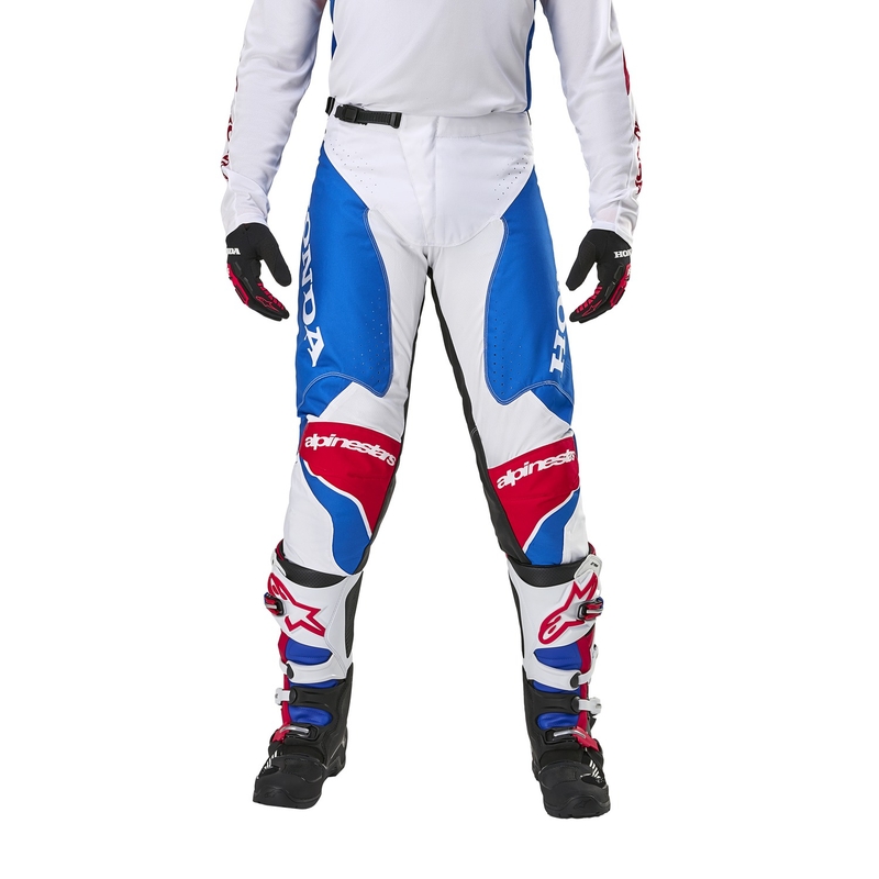 Alpinestars Racer Iconic Honda motokrossipüksid valge-sinine-punane-mustad