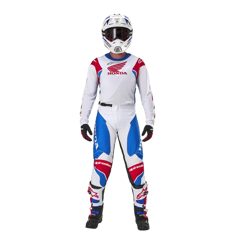 Alpinestars Racer Iconic Honda motokrossipüksid valge-sinine-punane-mustad