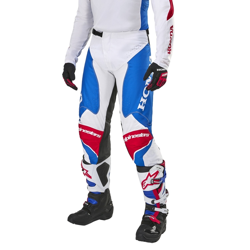 Alpinestars Racer Iconic Honda motokrossipüksid valge-sinine-punane-mustad