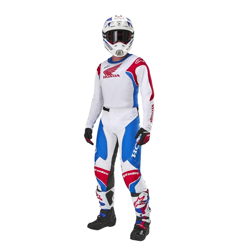 Alpinestars Racer Iconic Honda motokrossipüksid valge-sinine-punane-mustad