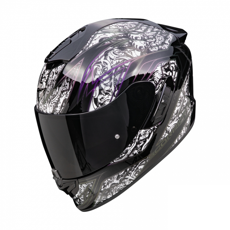 Integreeritud mootorratta kiiver Scorpion EXO-1400 EVO II Air Fantasy must ja valge allahindlus