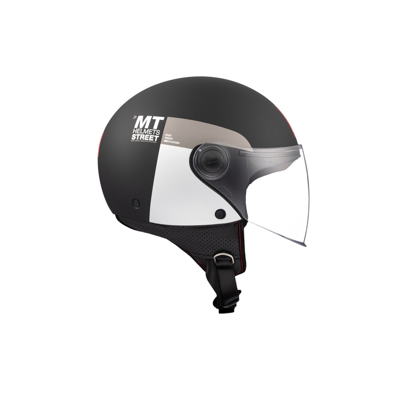 Avatud mootorratta kiiver MT STREET INBOARD D2 matt must-hõbedane