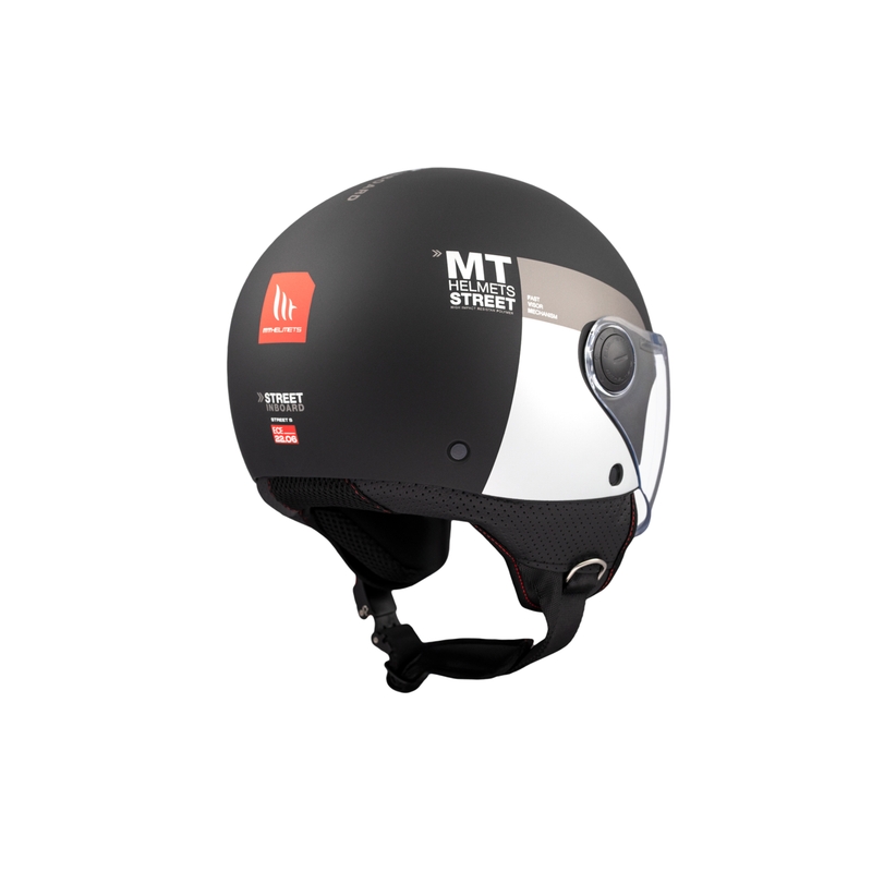 Avatud mootorratta kiiver MT STREET INBOARD D2 matt must-hõbedane