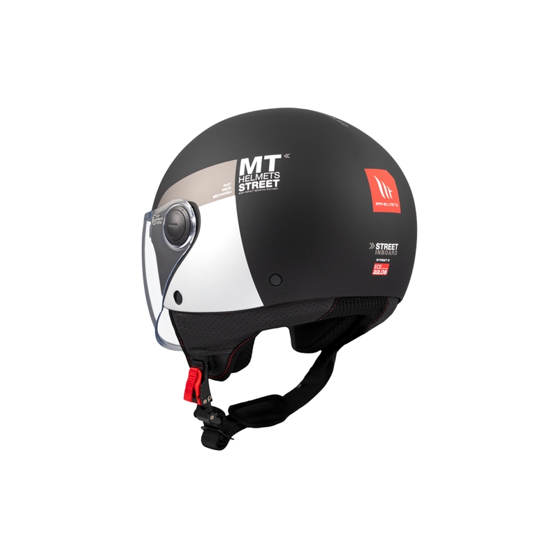 Avatud mootorratta kiiver MT STREET INBOARD D2 matt must-hõbedane