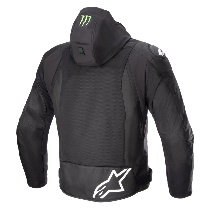 Alpinestars Zaca Air Monster FQ20 Must-punane-sinine-valge-roheline mootorratta jakk