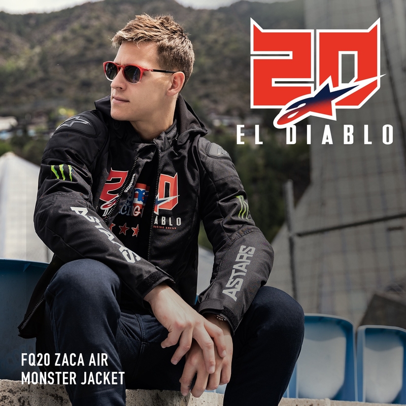 Alpinestars Zaca Air Monster FQ20 Must-punane-sinine-valge-roheline mootorratta jakk