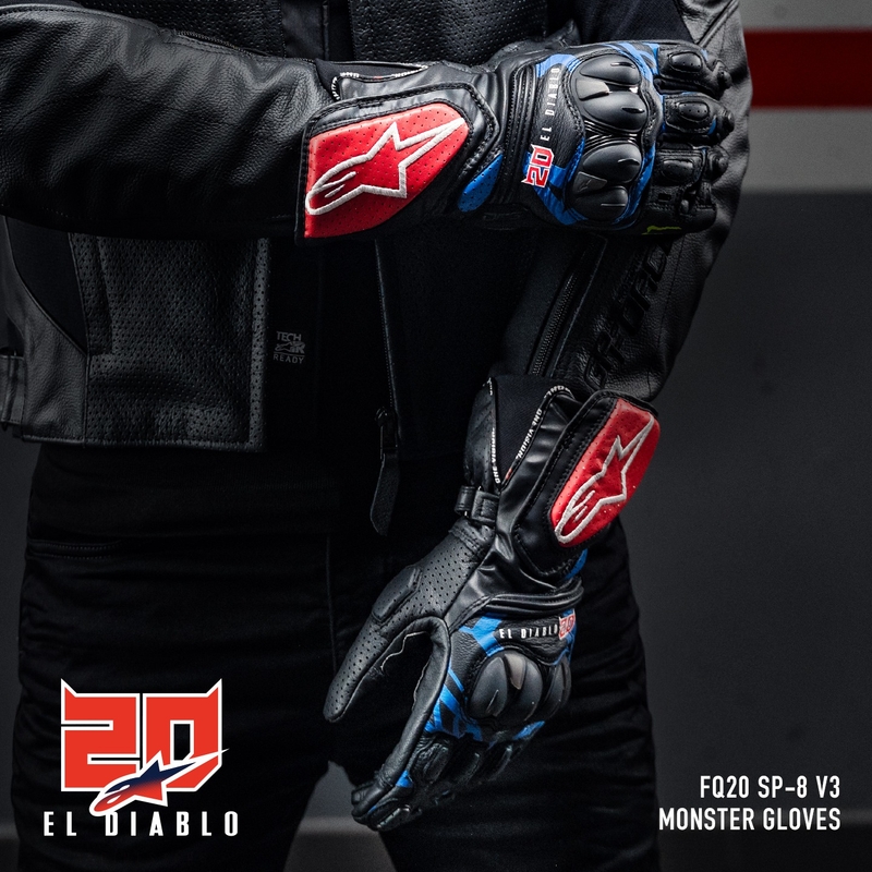 Alpinestars SP-8 3 Monster FQ20 must-punane-sinine-valge mootorratta kindad