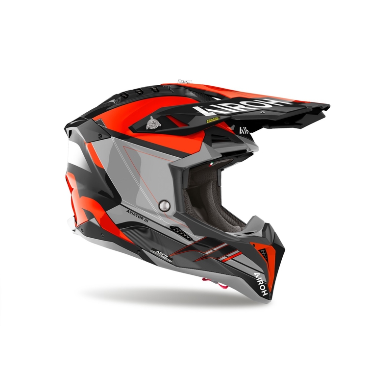 Motokrossi kiiver Airoh Aviator 3 Saber läikiv oranž