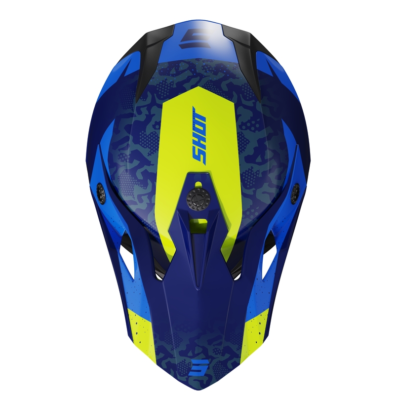 Dětská motokrosová helma Shot Pulse Airfit lesklá modro-fluo žlutá výprodej