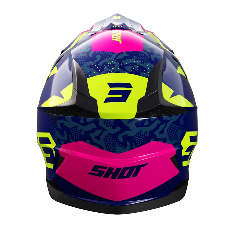 Dětská motokrosová helma Shot Pulse Airfit lesklá modro-fluo žluto-růžová výprodej