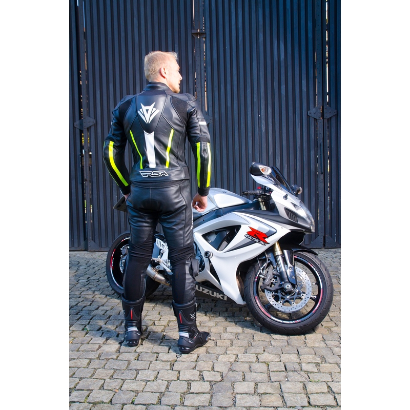 Pánská kombinéza na motorku RSA Virus černo-bílo-fluo žlutá výprodej