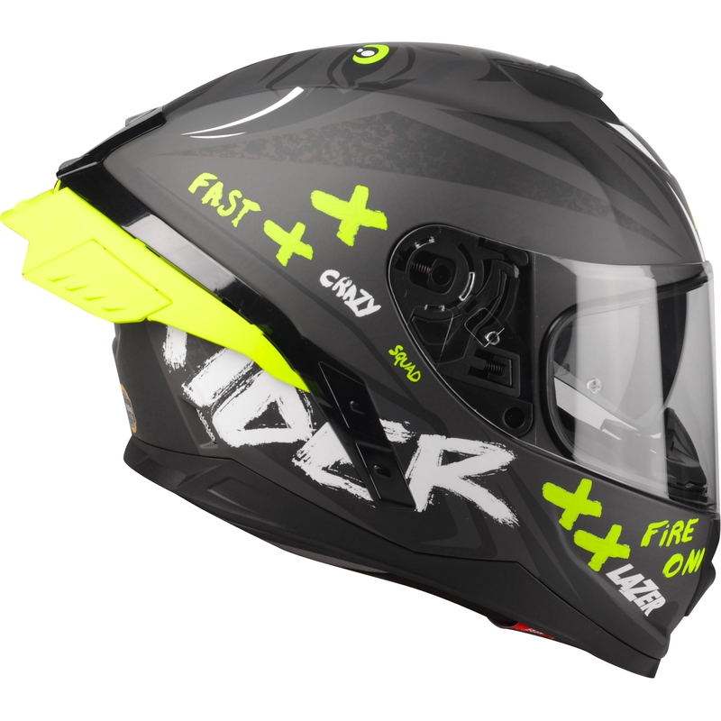 Integreeritud kiiver mootorratta Lazer Rafale SR Ride Oni must-fluo kollane