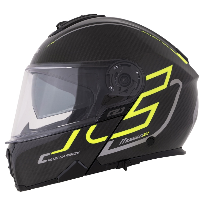 Cassida Modulo 2.1 Plus Carbon fluo kollane-hõbedane-must flip-up kiiver