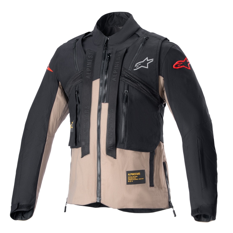 Alpinestars Techdura must ja pruun mootorratta jakk