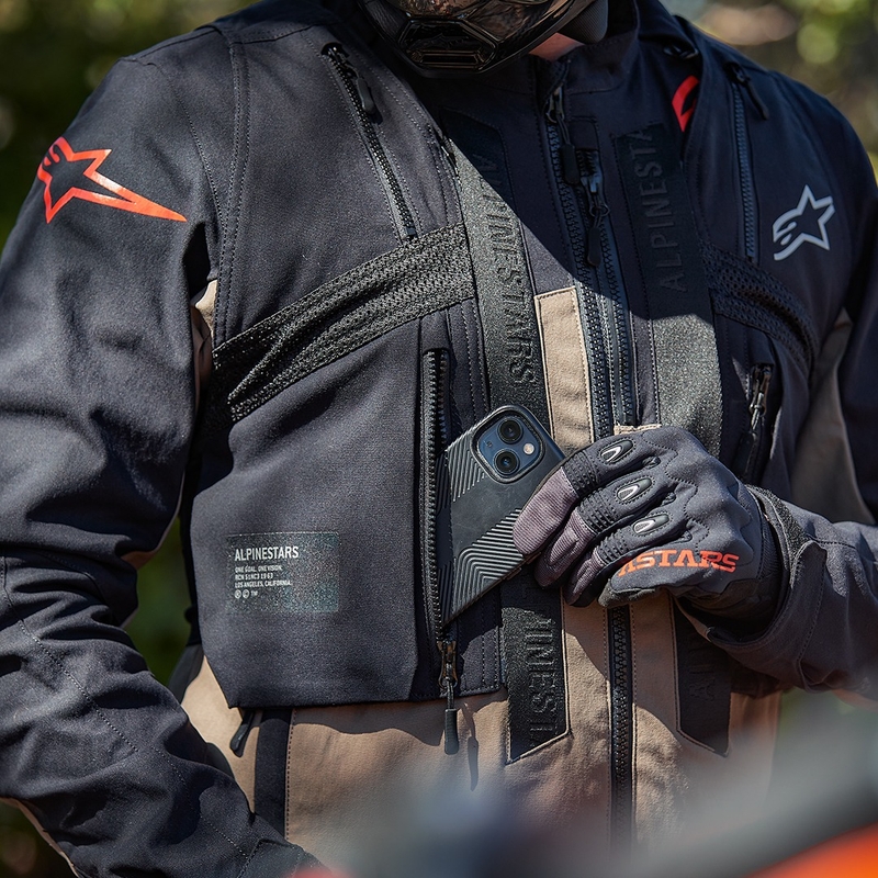 Alpinestars Techdura must ja pruun mootorratta jakk