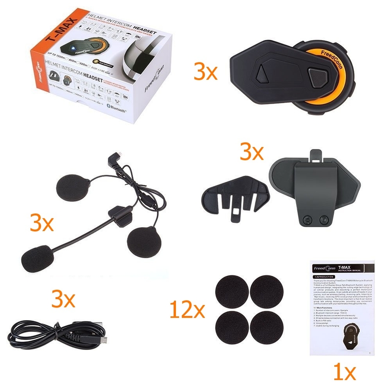 3 Bluetooth intercom T-MAX komplekt