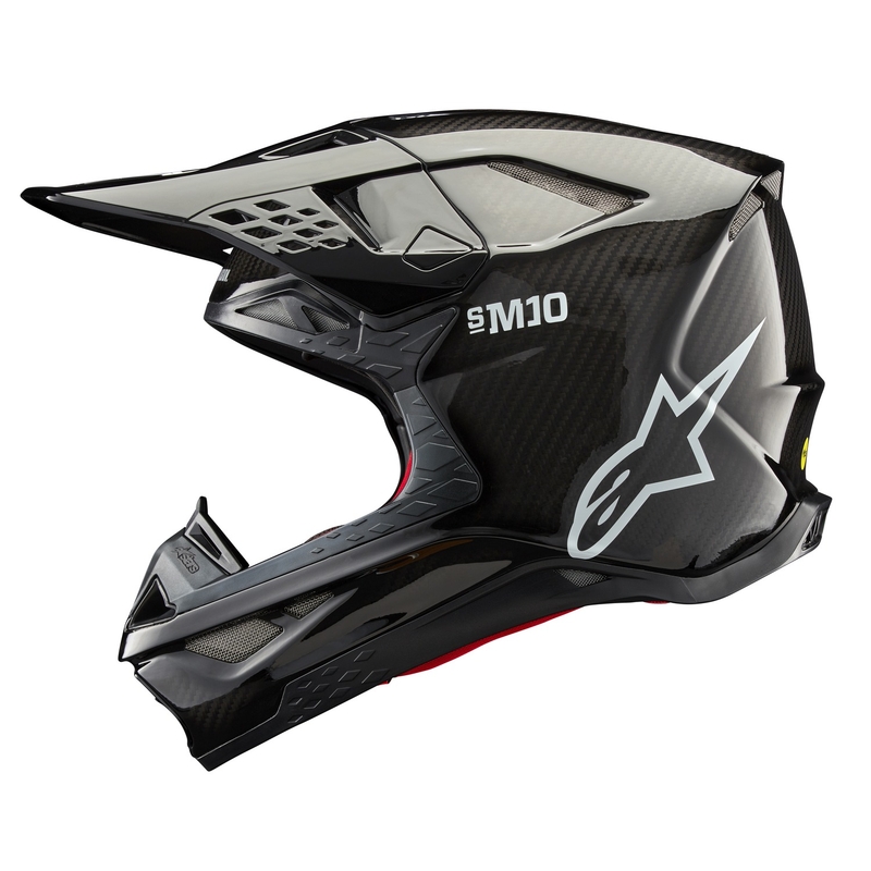 Alpinestars Supertech S-M10 Solid Gloss Carbon Motokross kiiver